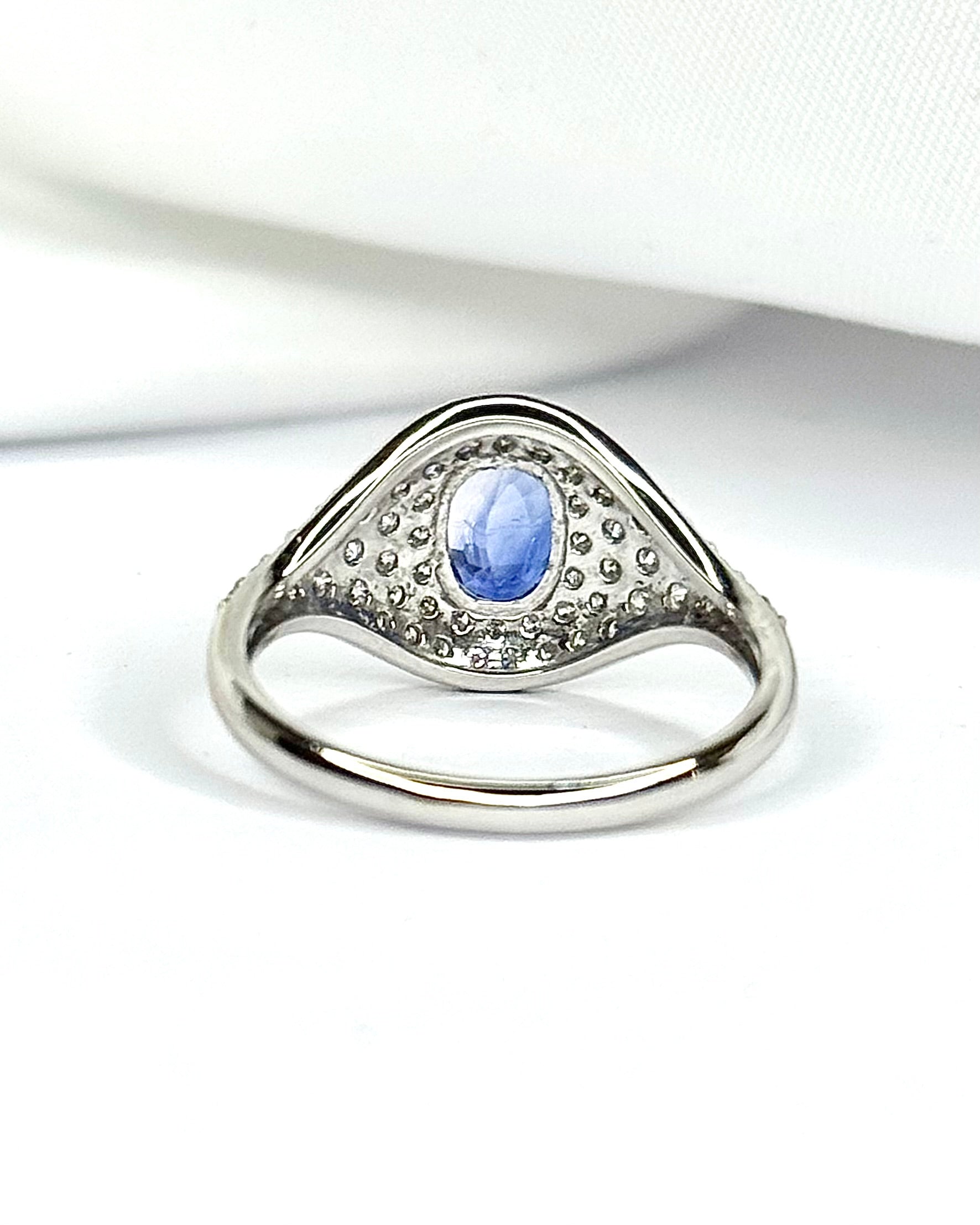 Art Deco Style Ring Sapphire 0.80 carat &amp; Diamonds 0.58 carat "Margaux"