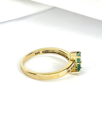 Emerald and Diamond "Soline" Toi &amp; Moi Ring