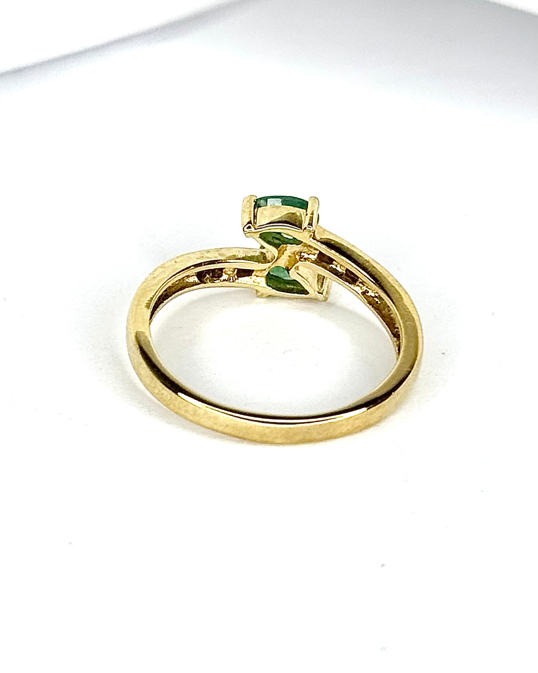 Emerald and Diamond "Soline" Toi &amp; Moi Ring