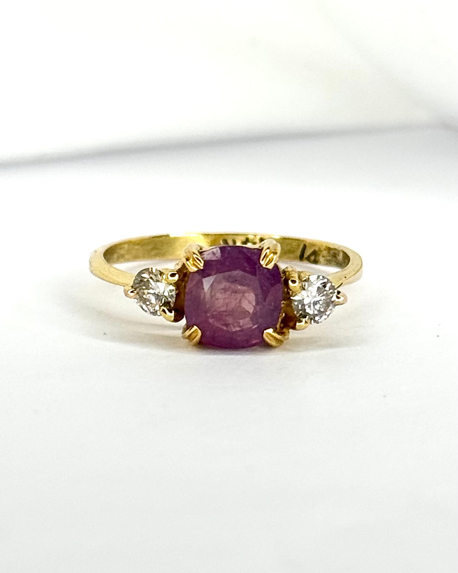 Rose Sapphire Trilogy Ring 1.46 carat &amp; Diamonds 0.24 carat "Molly"