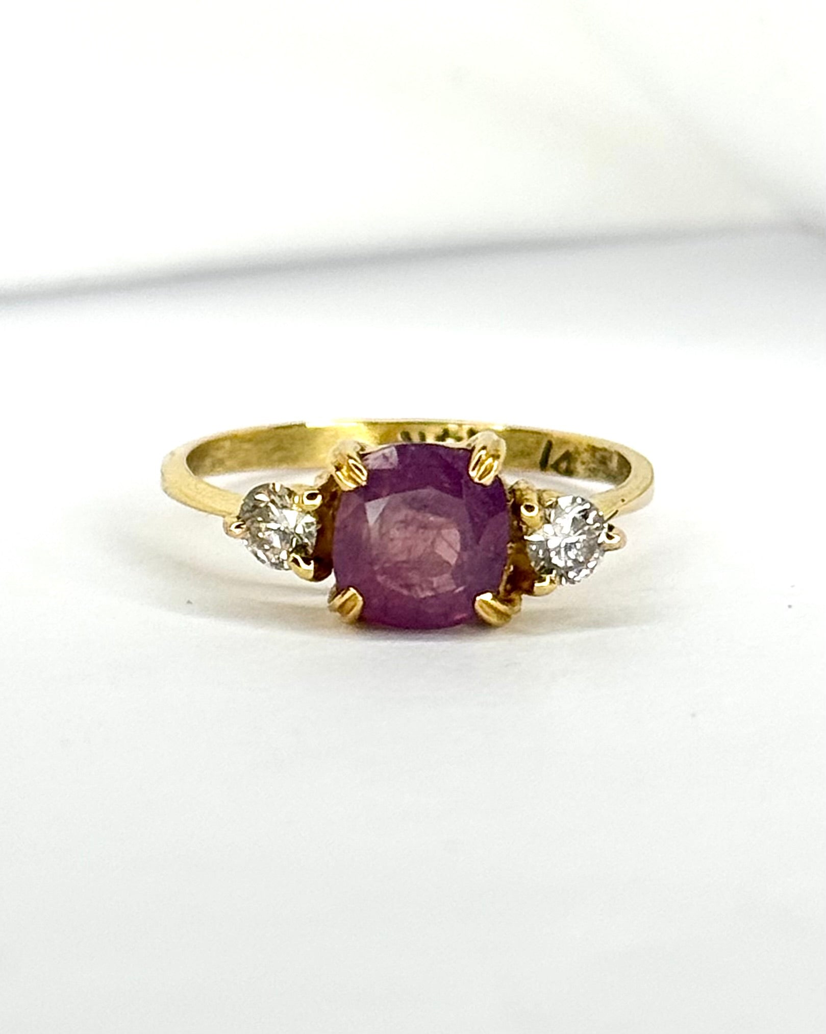 Rose Sapphire Trilogy Ring 1.46 carat &amp; Diamonds 0.24 carat "Molly"