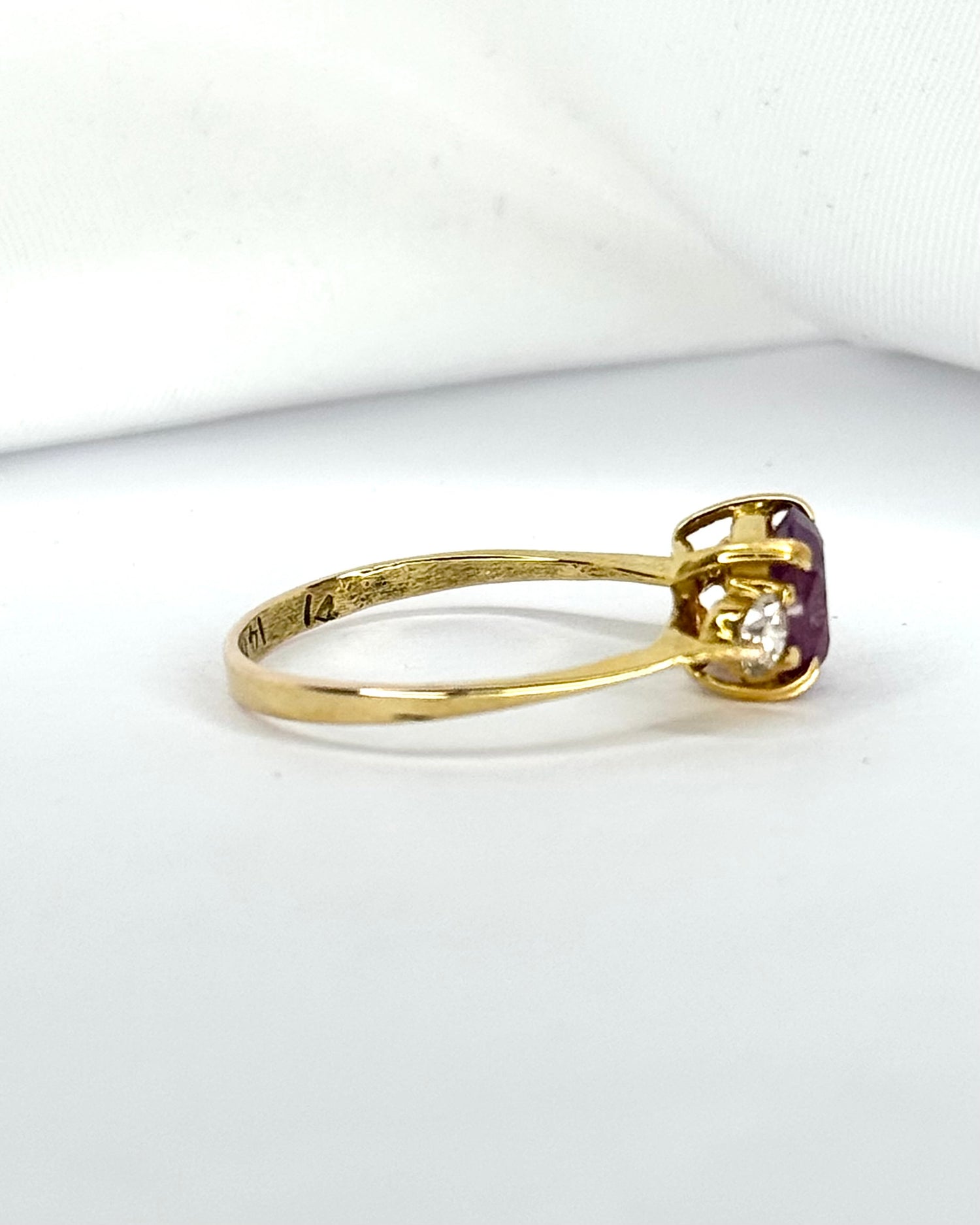 Rose Sapphire Trilogy Ring 1.46 carat &amp; Diamonds 0.24 carat "Molly"