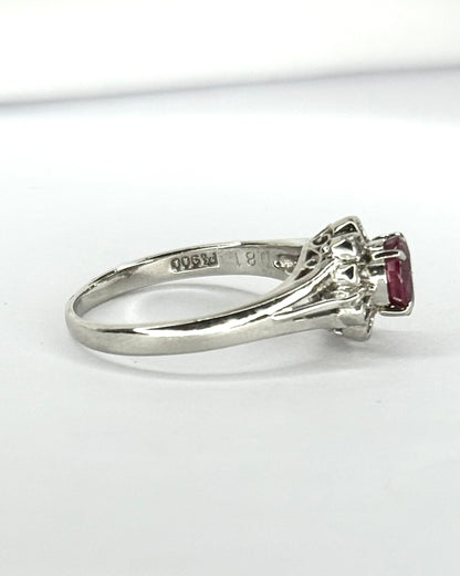 Bague Marguerite Rubis Mozambicain 0.81 carat &amp; Diamants 0.20 carat "Sarah"