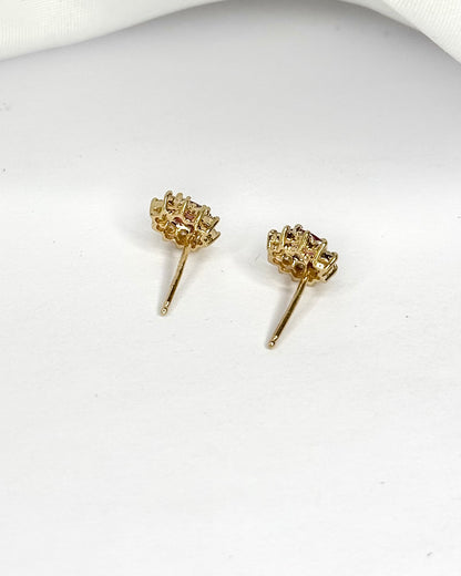 Ruby 0.74 Carat Daisy Stud Earrings &amp; 0.20 Carat Diamonds "Serena"