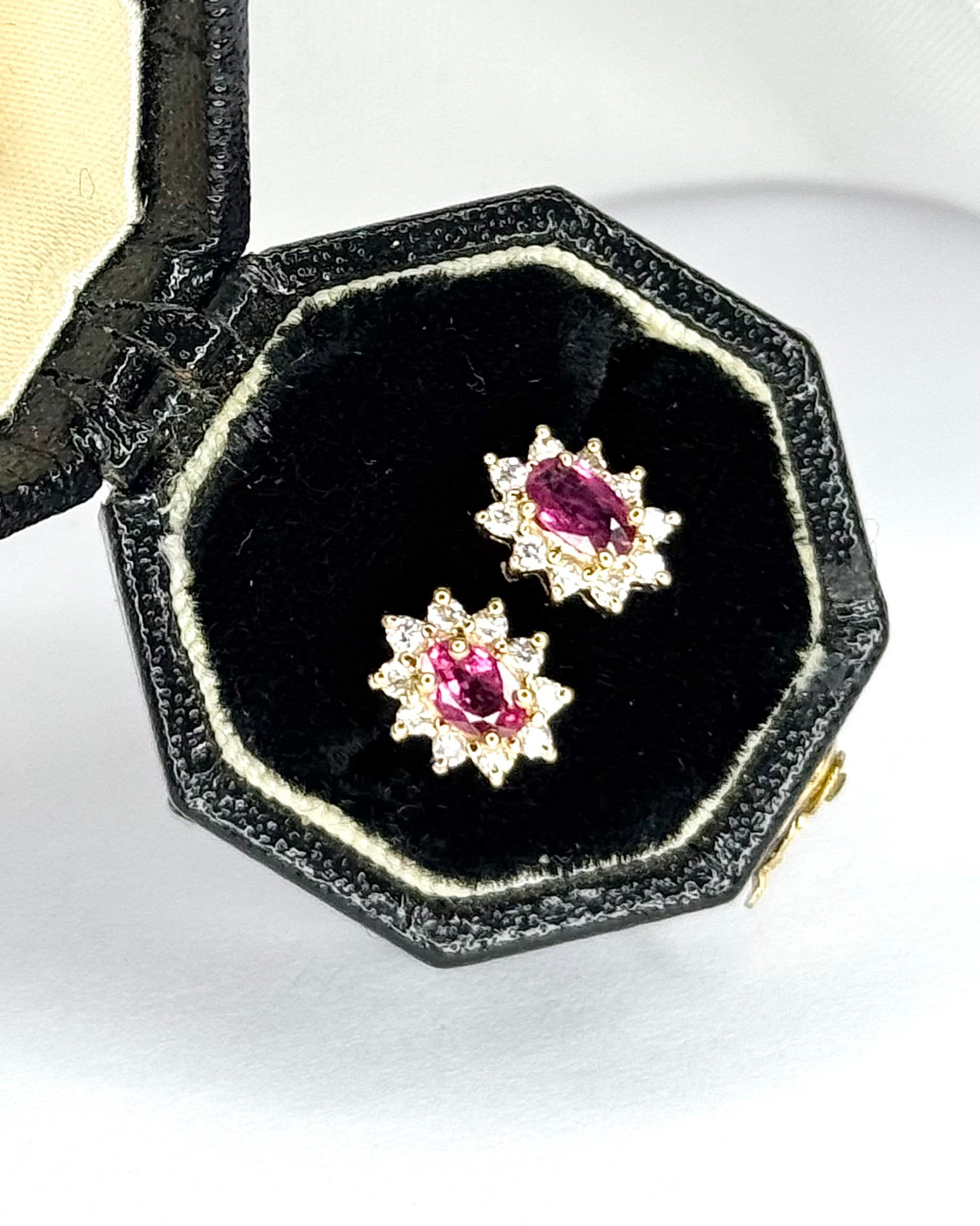Ruby 0.74 Carat Daisy Stud Earrings &amp; 0.20 Carat Diamonds "Serena"