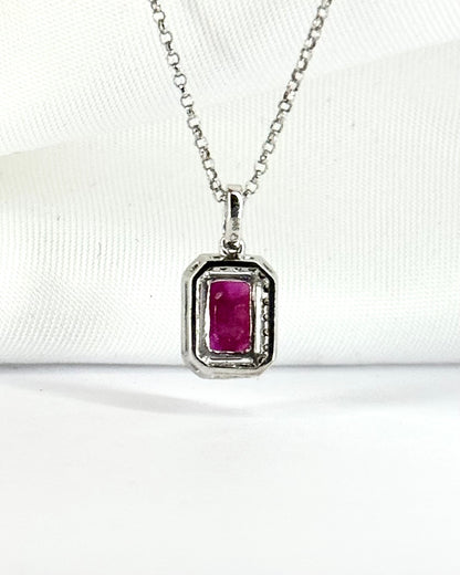 Pendentif Rubis 0.75 carat &amp; Diamants 0.22 carat "Lise"