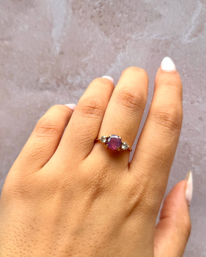 Rose Sapphire Trilogy Ring 1.46 carat &amp; Diamonds 0.24 carat "Molly"