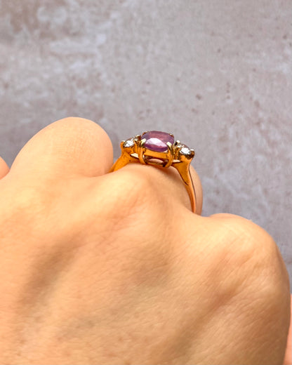 Rose Sapphire Trilogy Ring 1.46 carat &amp; Diamonds 0.24 carat "Molly"