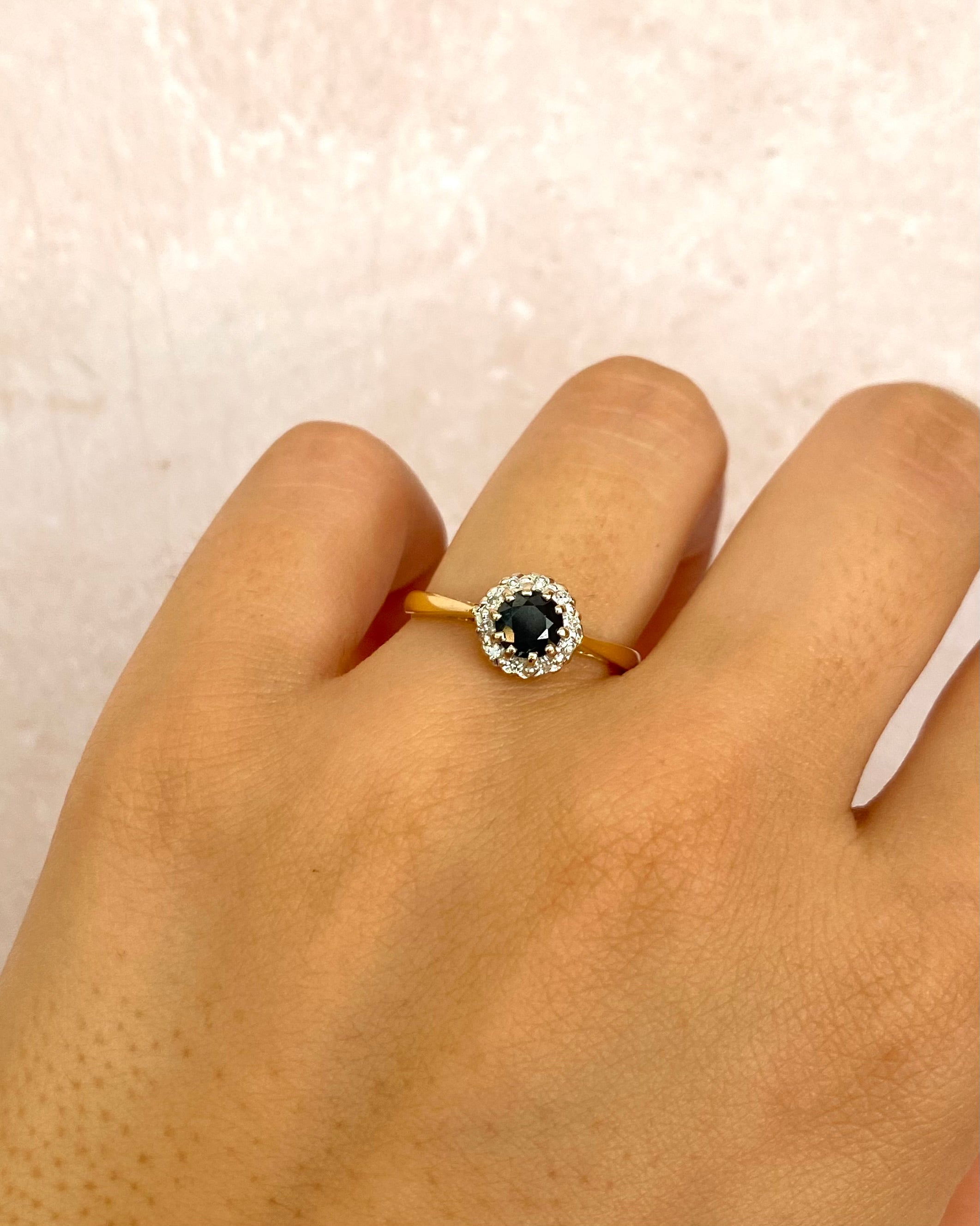 "Florine" Marguerite Sapphire &amp; Diamond Ring