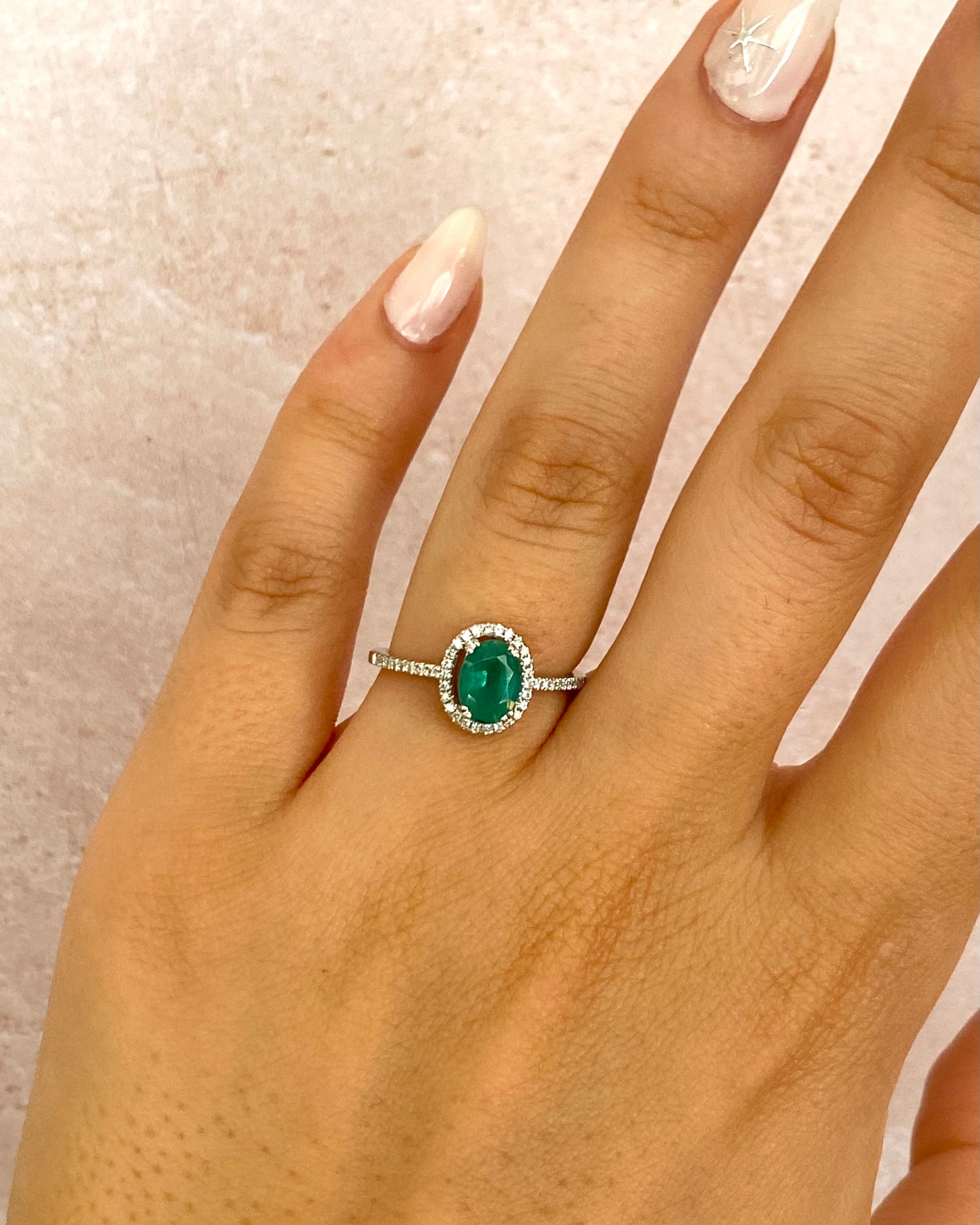 Solitaire Emerald Ring 0.97 carat &amp; Diamonds 0.21 carat "Edwina"