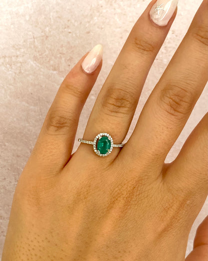 Solitaire Emerald Ring 0.97 carat &amp; Diamonds 0.21 carat "Edwina"