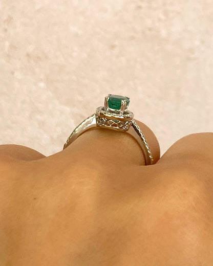 Solitaire Emerald Ring 0.97 carat &amp; Diamonds 0.21 carat "Edwina"