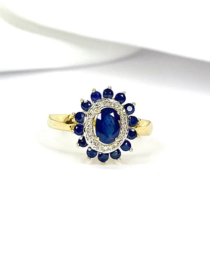Marguerite Ring with 0.98 Carat Sapphires &amp; Diamonds "Virna"