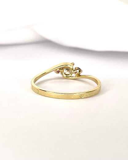 Anillo Trilogía Diamante y Rubí "Roxane"