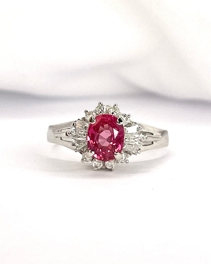 "Vivienne" Marguerite Ring with 0.93 Carat Mozambican Ruby &amp; 0.29 Carat Diamonds