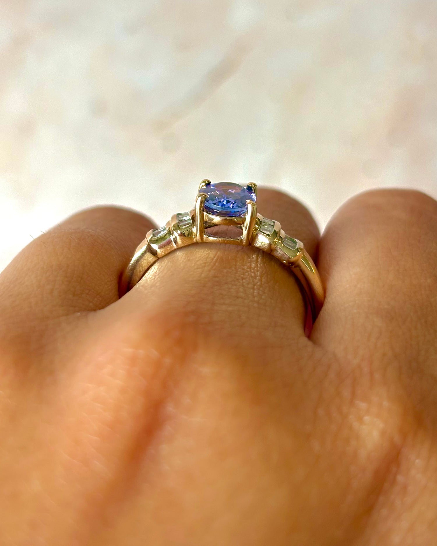 Bague Rivière Tanzanite 1.25 carat &amp; Diamants "Laura"