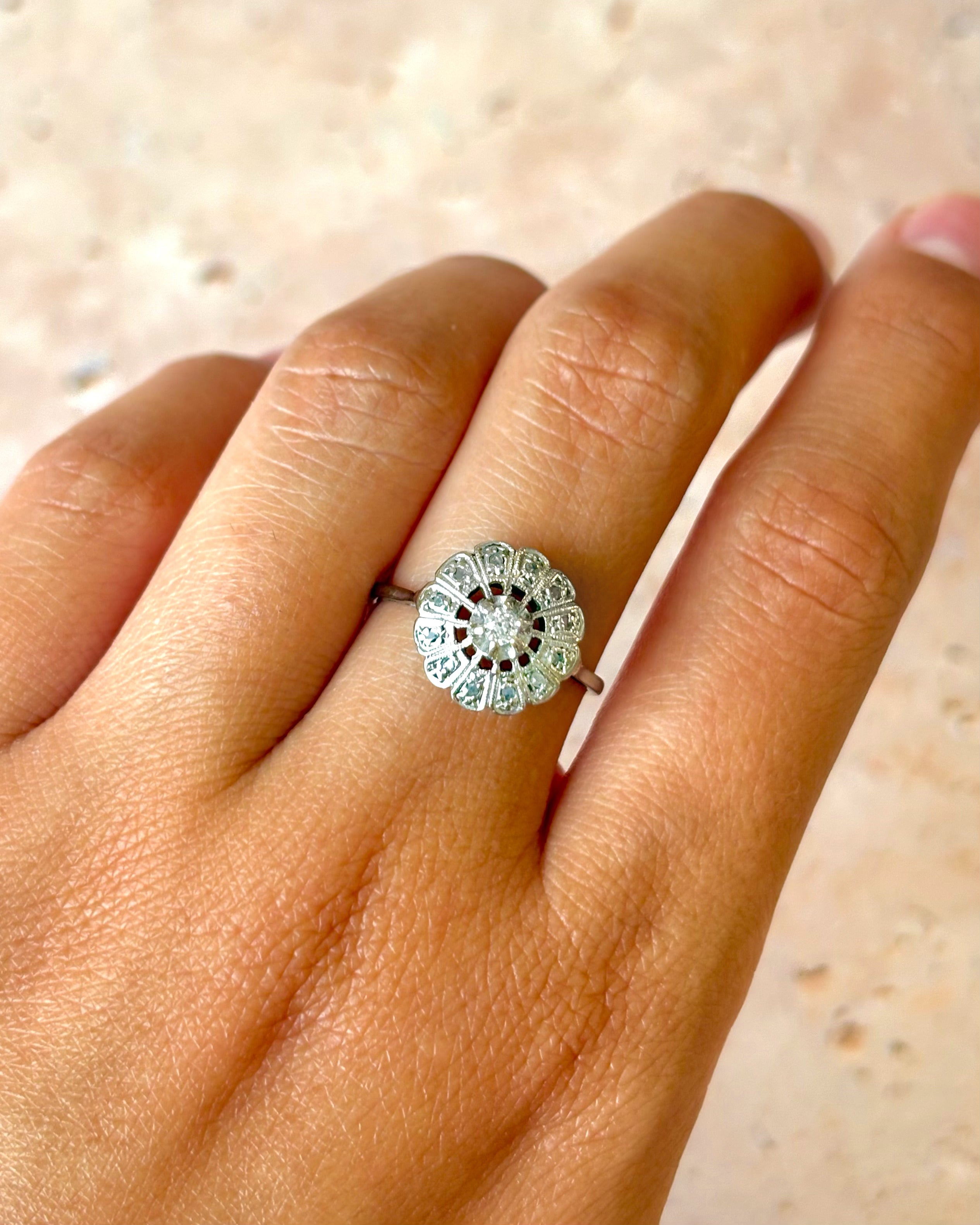 Bague Marguerite Art-Déco Diamants "Noelle"