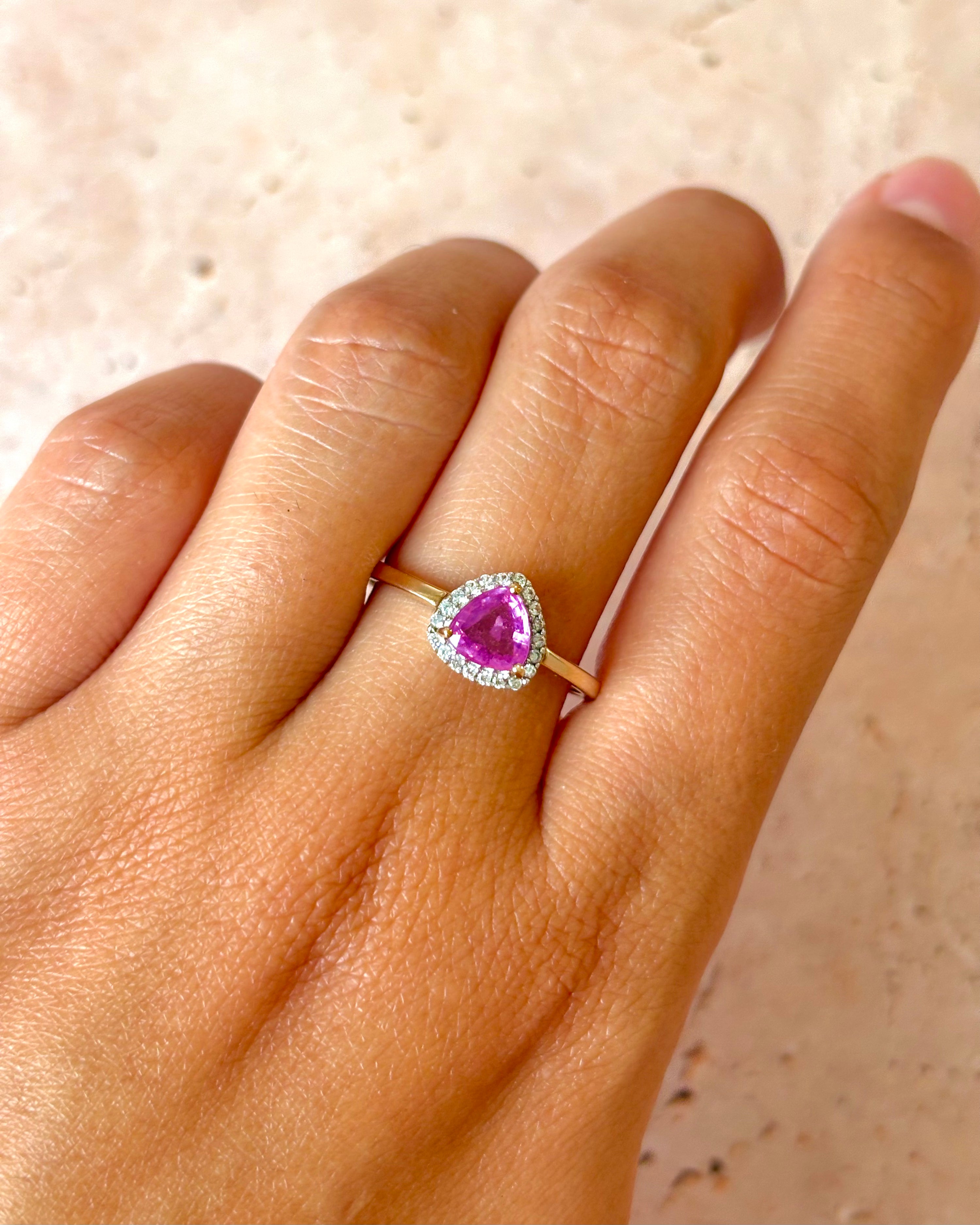 Rose Sapphire Solitaire Ring 1 Carat &amp; Topazes "Mandy"
