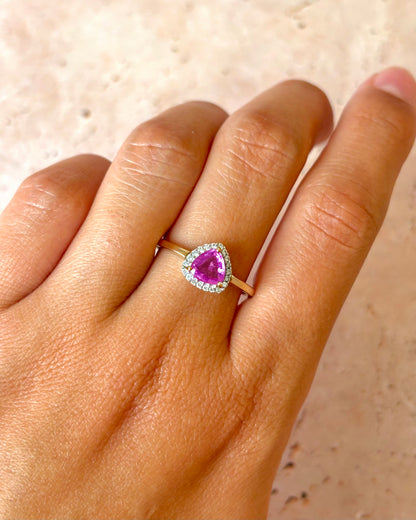 Rose Sapphire Solitaire Ring 1 Carat &amp; Topazes "Mandy"