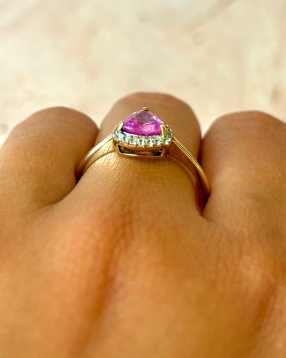 Rose Sapphire Solitaire Ring 1 Carat &amp; Topazes "Mandy"