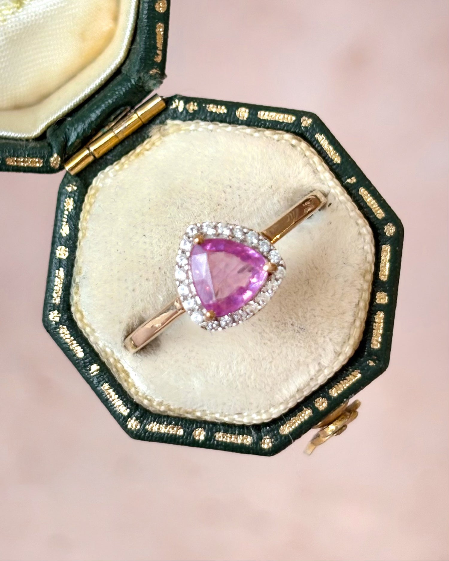 Rose Sapphire Solitaire Ring 1 Carat &amp; Topazes "Mandy"