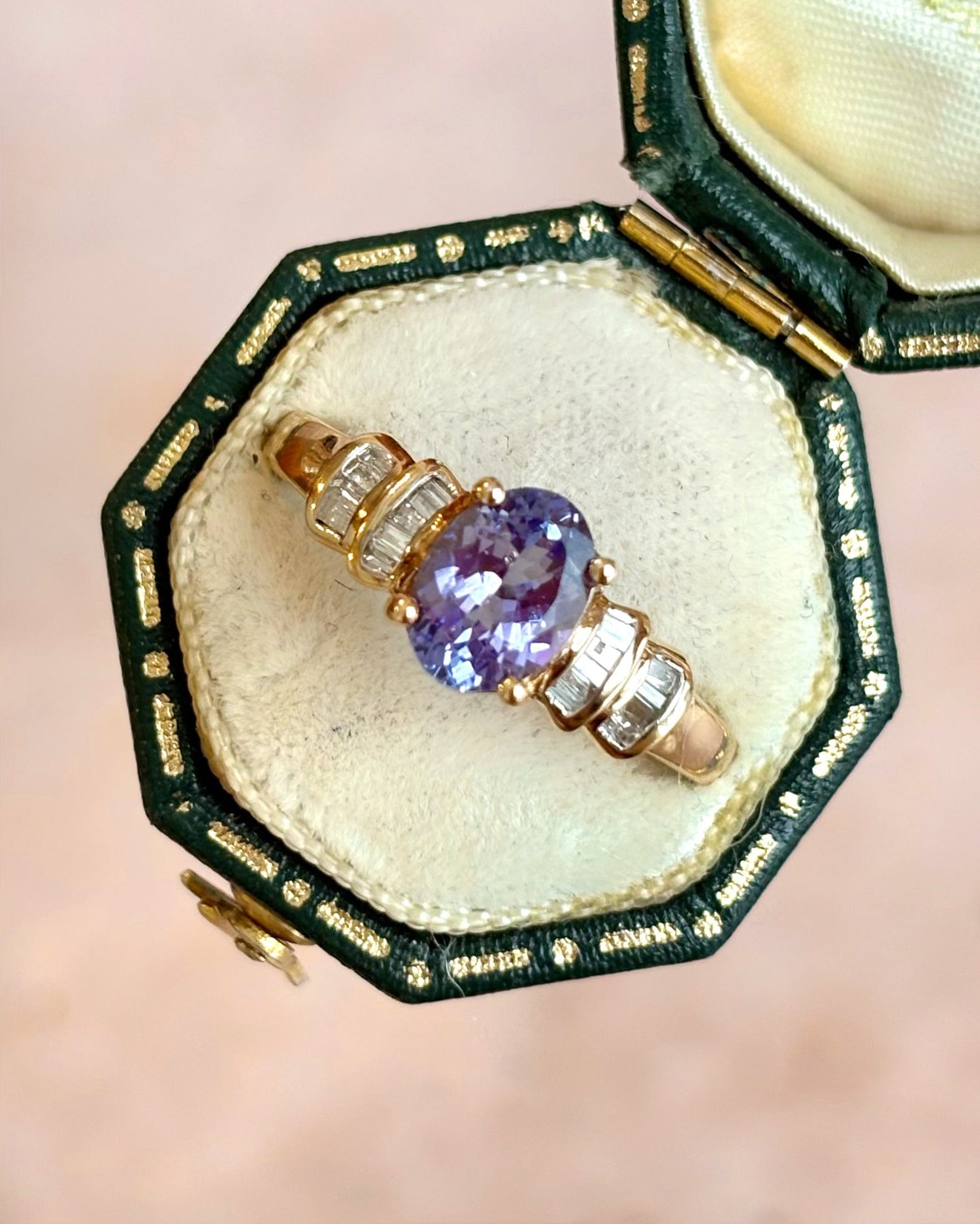Bague Rivière Tanzanite 1.25 carat &amp; Diamants "Laura"
