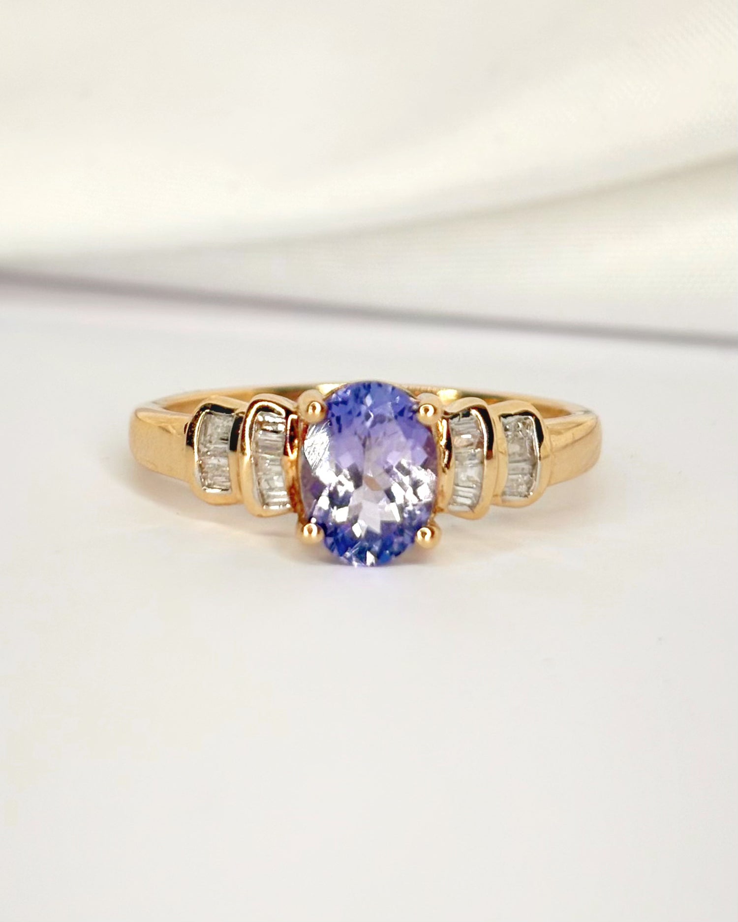 Bague Rivière Tanzanite 1.25 carat &amp; Diamants "Laura"