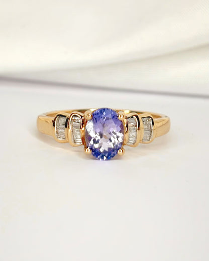 Bague Rivière Tanzanite 1.25 carat &amp; Diamants "Laura"