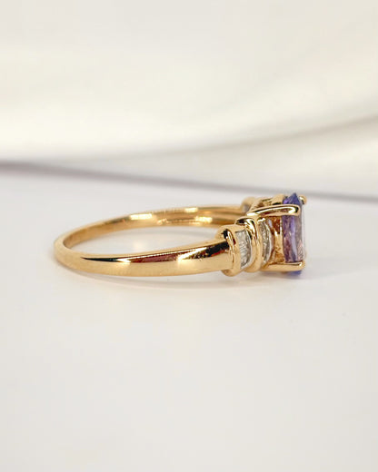 Bague Rivière Tanzanite 1.25 carat &amp; Diamants "Laura"