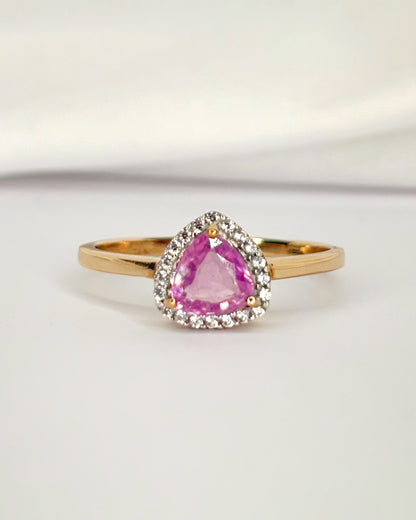 Rose Sapphire Solitaire Ring 1 Carat &amp; Topazes "Mandy"