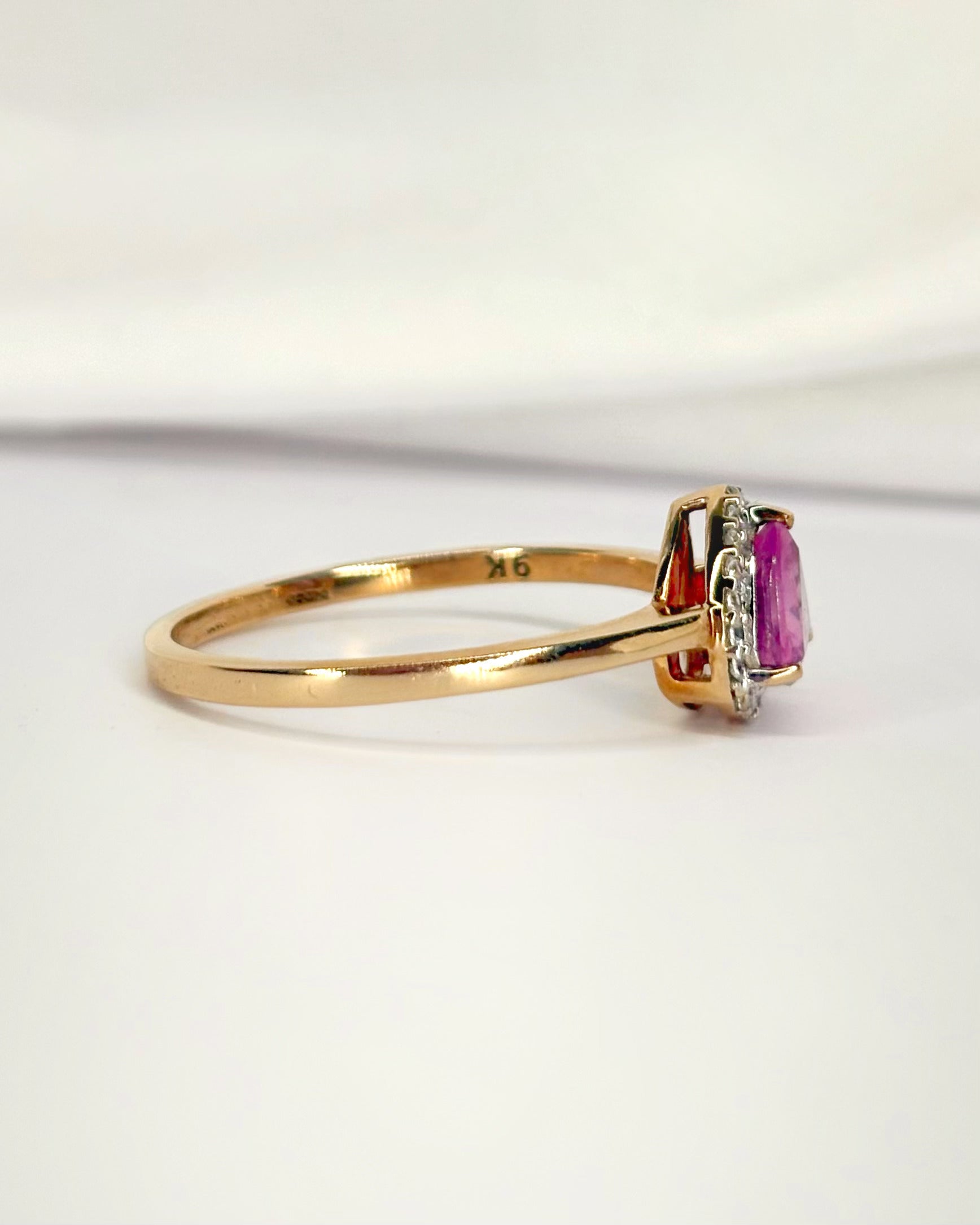 Rose Sapphire Solitaire Ring 1 Carat &amp; Topazes "Mandy"