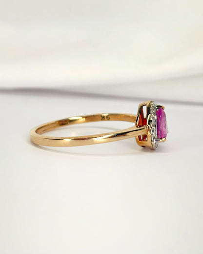 Rose Sapphire Solitaire Ring 1 Carat &amp; Topazes "Mandy"
