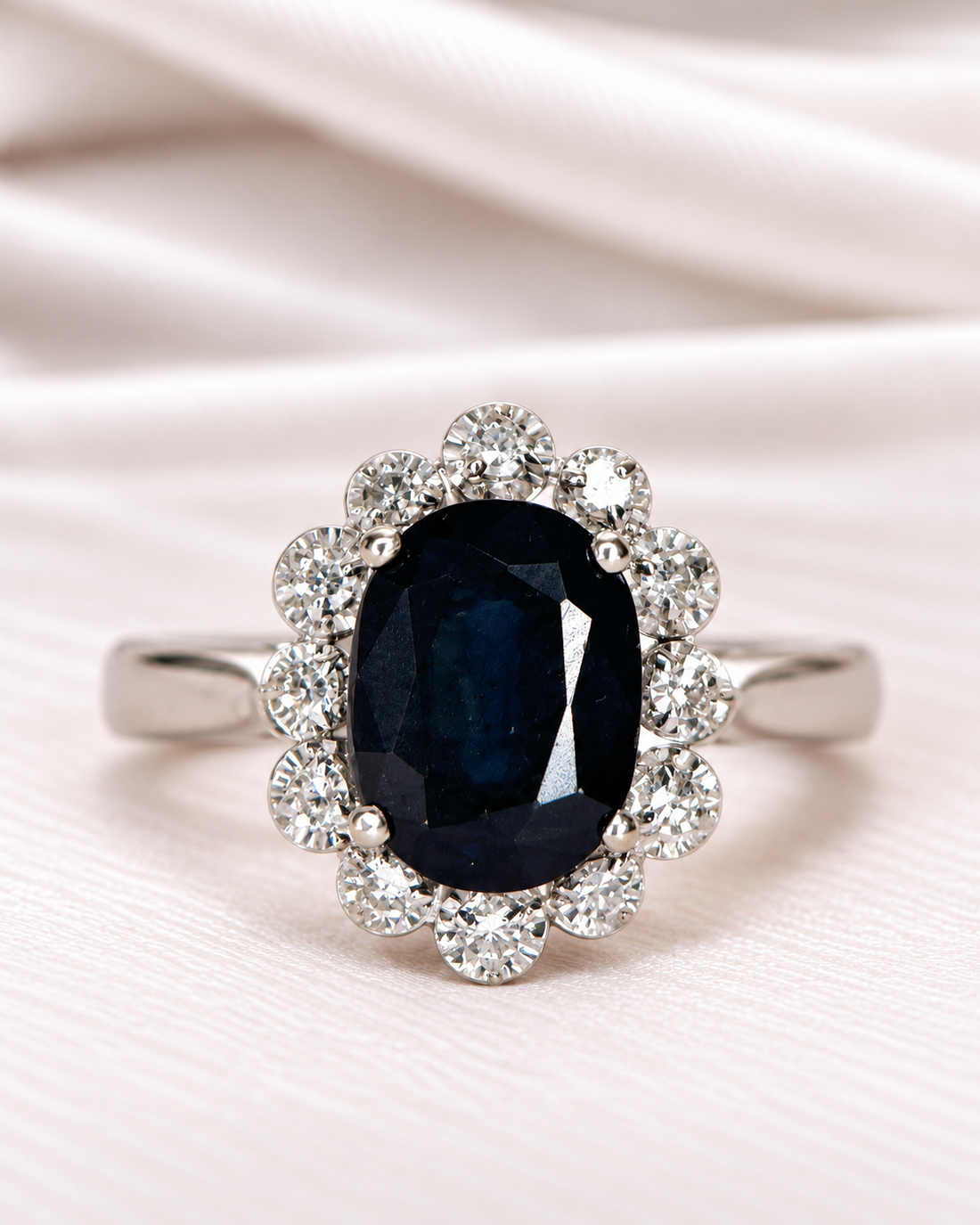 Bague Marguerite Saphir 1.70 carat &amp; Diamants "Delphine"