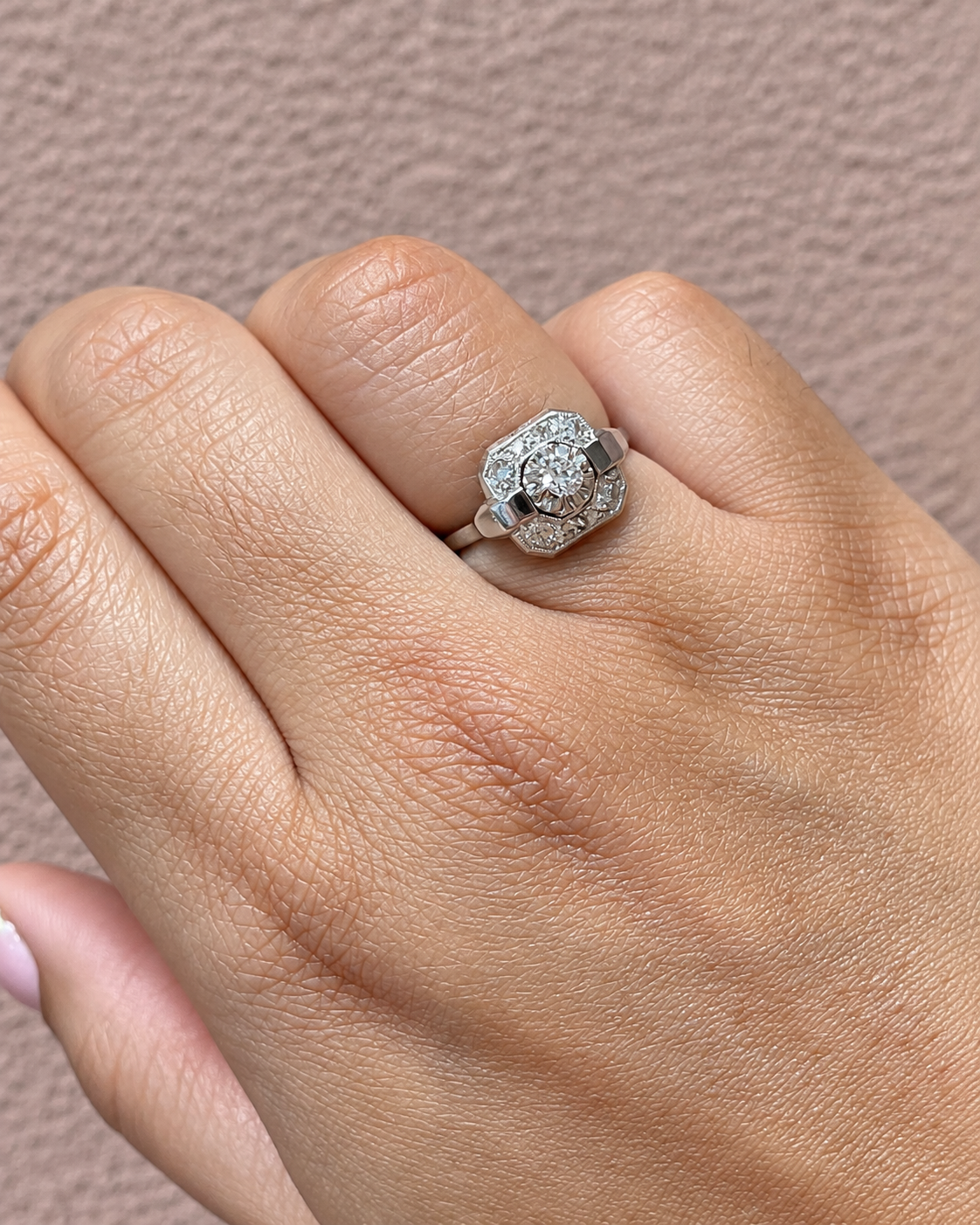 Anillo art déco con diamantes de 0.25 quilates "Ulysse"