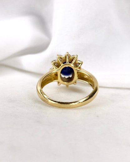 Bague Marguerite Saphir 1.32 carat &amp; 12 Diamants &quot;Samina&quot;