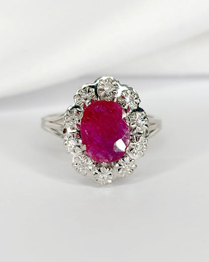 Bague Marguerite Rubis Birman 1.80 carat &amp; 10 Diamants "Kelaya"