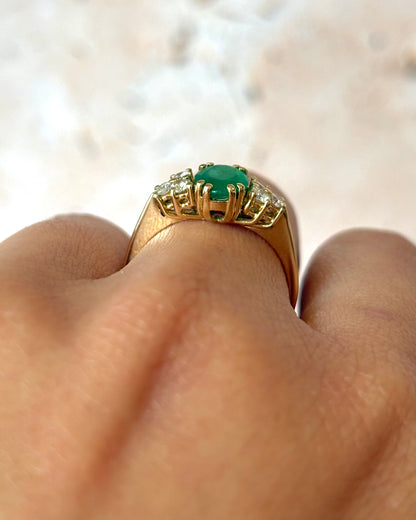 Bague Trilogie Émeraude 0.80 carat &amp; Diamants 0.24 carat "Carolina"