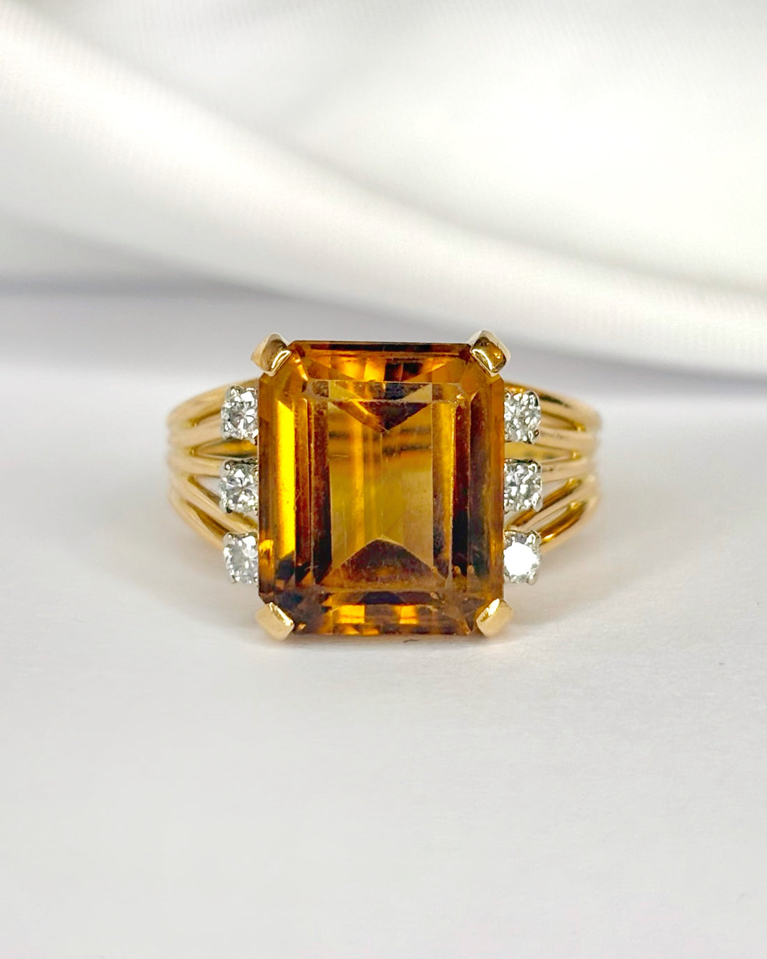 Bague Cocktail Citrine 6.75 carats &amp; Diamants "Théa"