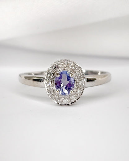 Anillo Marguerite Tanzanita y Diamante "Louna"