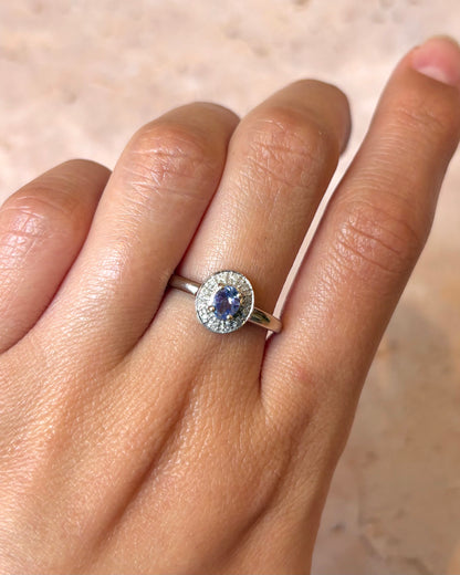 Anillo Marguerite Tanzanita y Diamante "Louna"