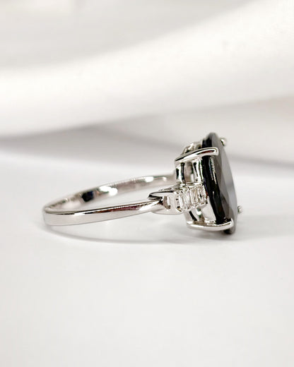 Trilogy Sapphire Ring 4.77 Carats &amp; Baguette Diamonds 0.24 Carat "Célia"