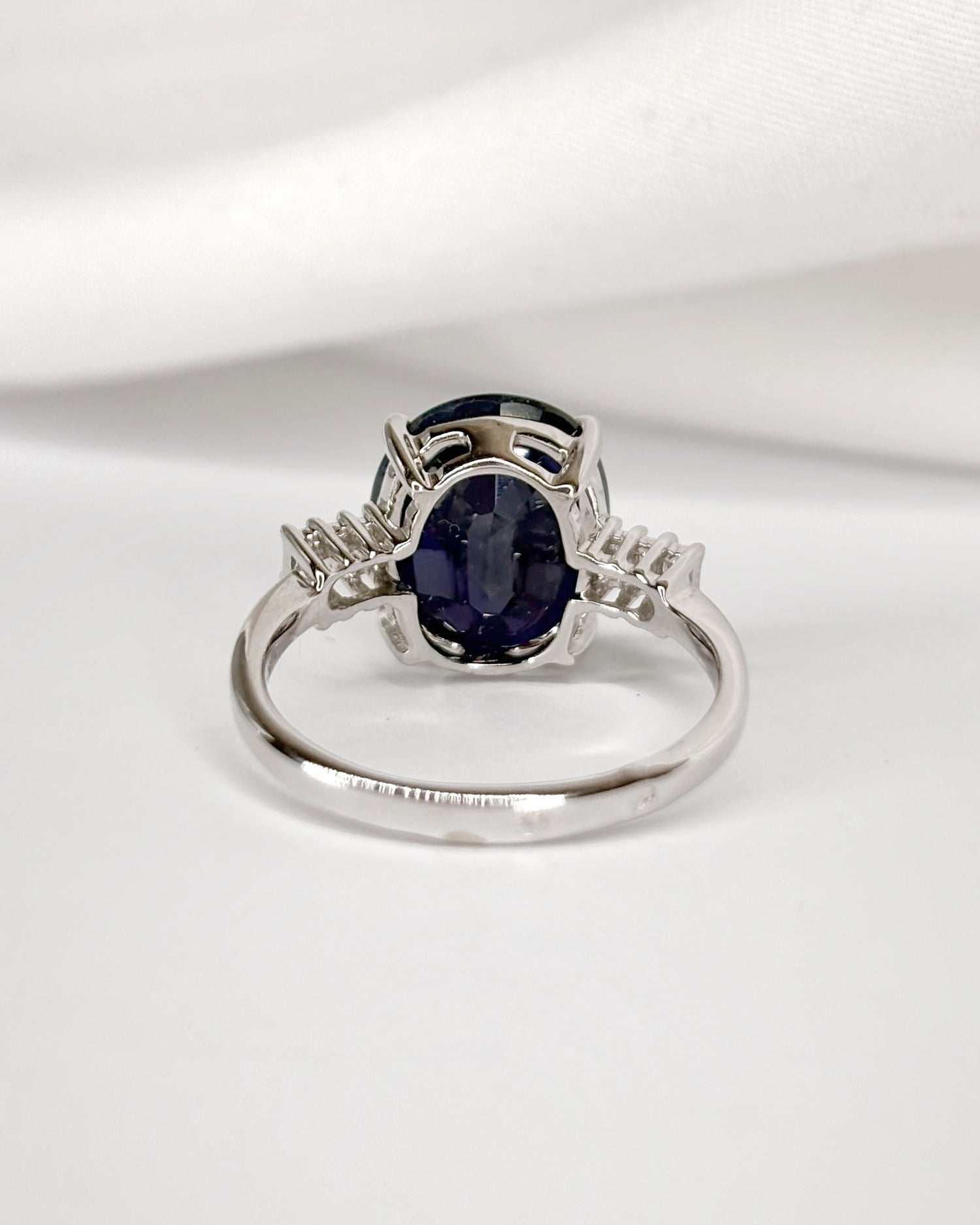 Trilogy Sapphire Ring 4.77 Carats &amp; Baguette Diamonds 0.24 Carat "Célia"