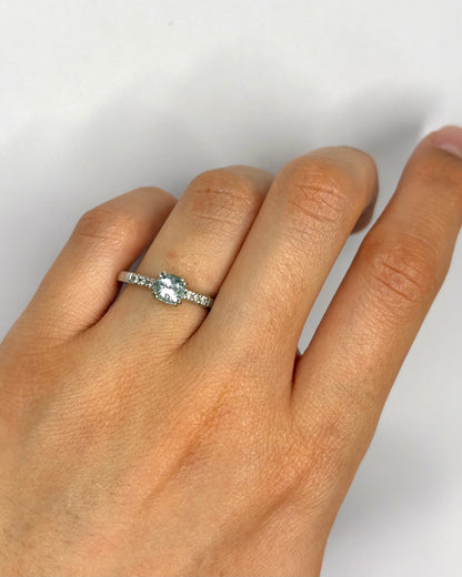 Bague Solitaire Aigue-Marine 0.60 carat &amp; Diamants "Lisa"