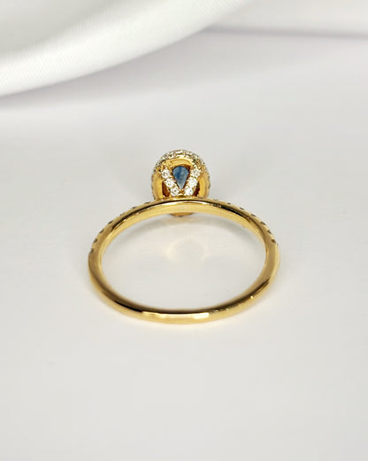 Bague Solitaire Saphir 0.40 carat &amp; Diamants 0.64 carat "Magda"