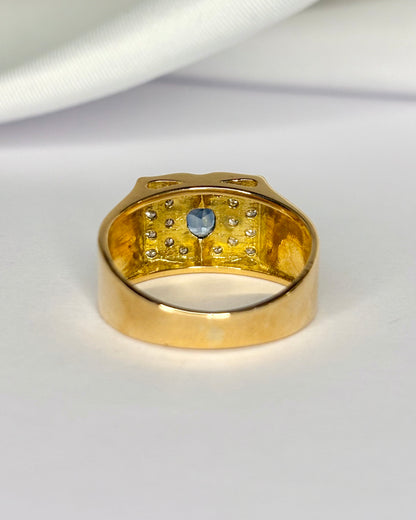 Bague Chevalière Saphir &amp; Diamants "Alexia"