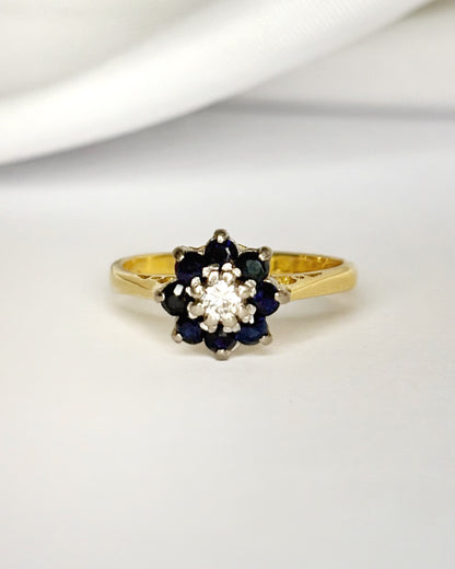 Bague Marguerite Diamant &amp; Saphirs "Lorena"
