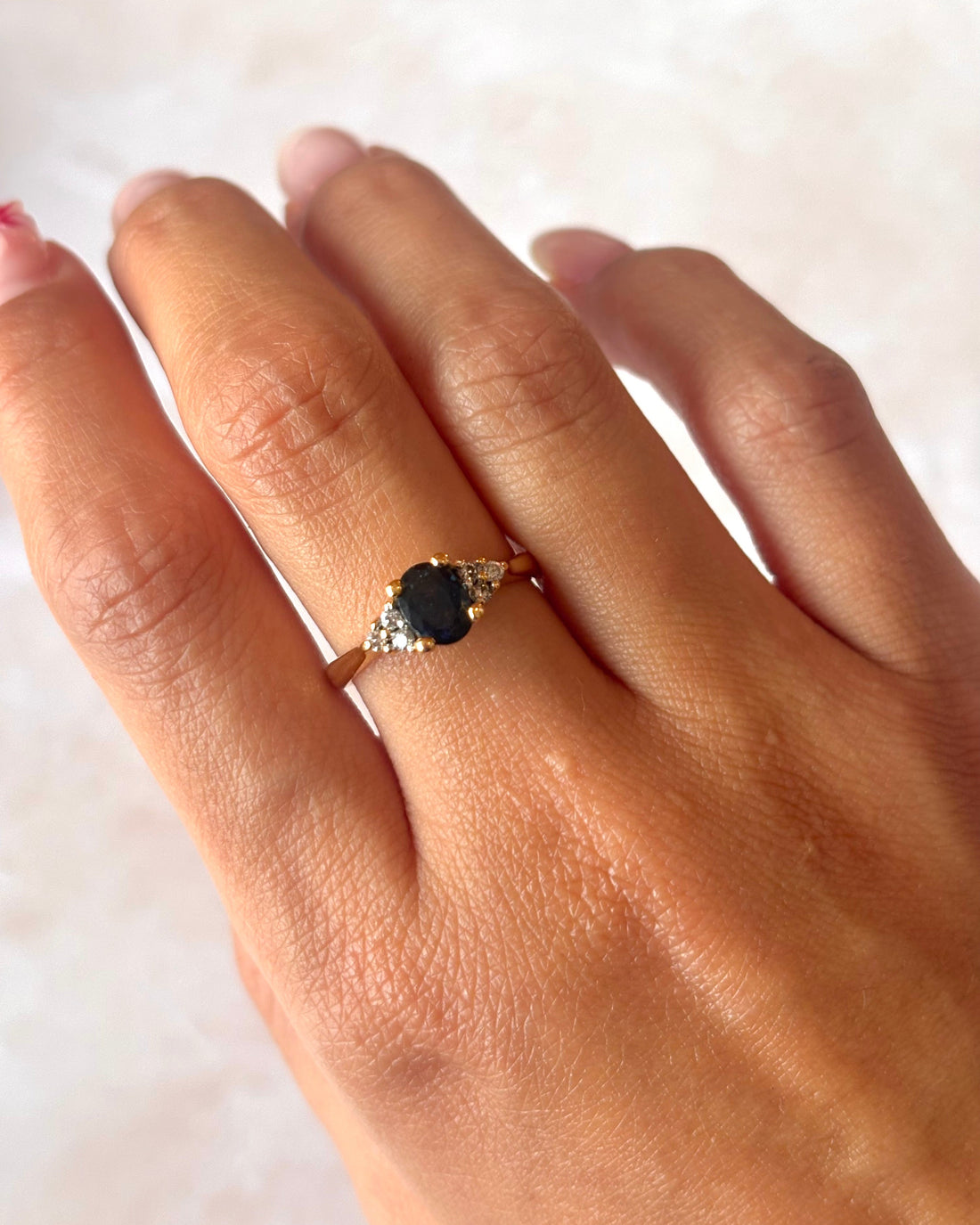 Bague Trilogie Saphir 1.20 carat &amp; Diamants "Laurette"