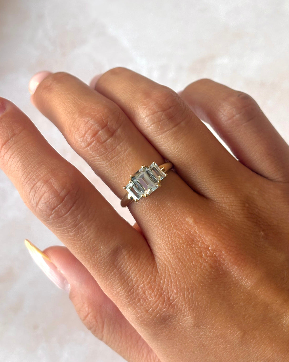 Bague Trilogie Aigues-Marines 1.65 carat "Paloma"