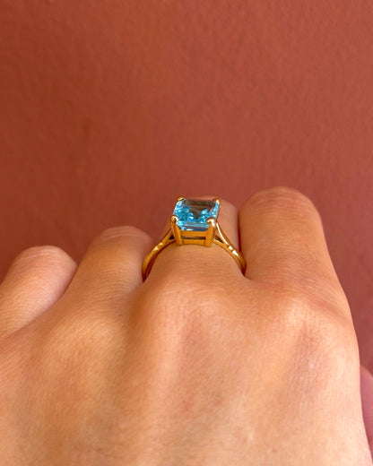 Bague Solitaire Topaze Bleu Lagon 3.35 carats "Marianne"