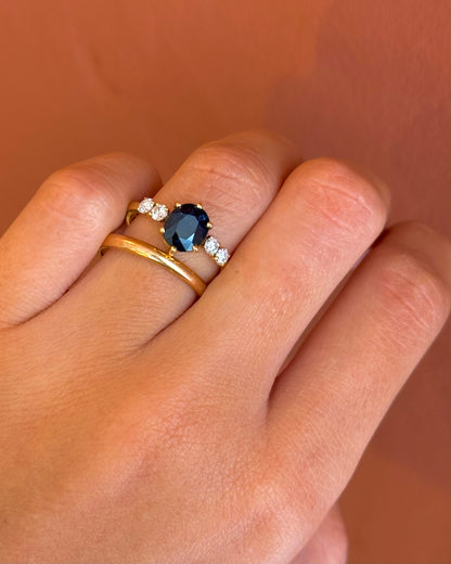 Bague Trilogie Saphir 1.70 carat &amp; Diamants 0.32 carat "Clarance"